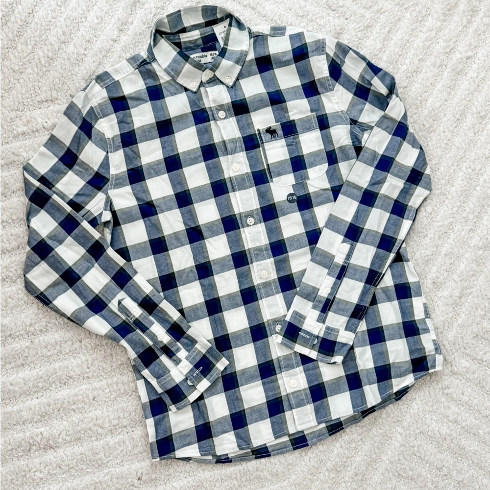 NWT! Abercrombie kids Boy Plaid Button Up Long Sleeve Shirt Size 15/16